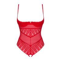 Боді з доступом Obsessive Ingridia crotchless teddy XS/S, червоне, відкриті груди — Просмотреть изображение 3
