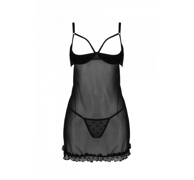 Еротичний пеньюар Passion MARINA CHEMISE, XXL/XXXL, black