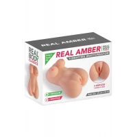 Мастурбатор-мініторс з вібрацією Real Body Real Amber, вагіна та анус, 25х18 см — Переглянути зображення 4