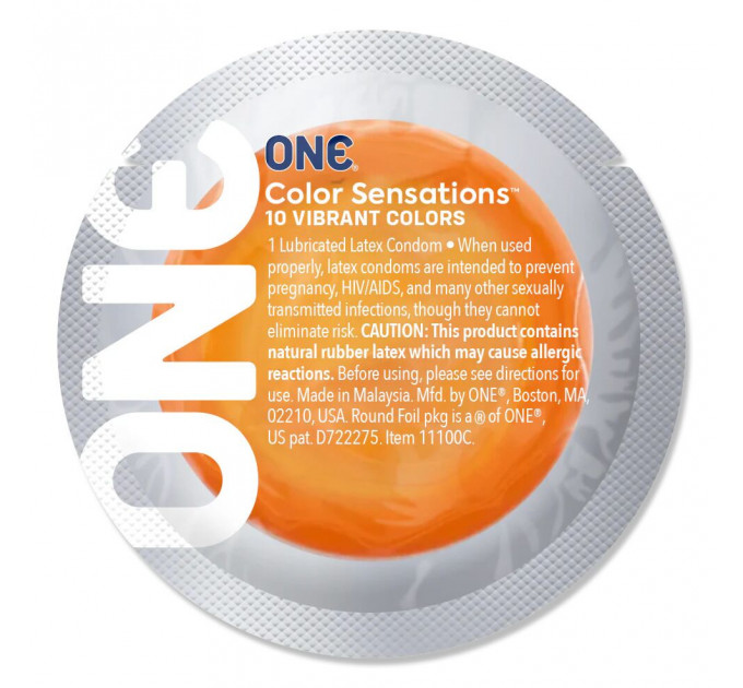 Презерватив ONE Color Sensations ONE trip to cloud nine, 1 шт, помаранчевий, гладенький, зі змазкою