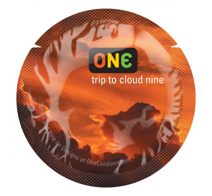 Презерватив ONE Color Sensations ONE trip to cloud nine, 1 шт, помаранчевий, гладенький, зі змазкою