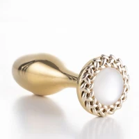 Металева анальна пробка LOCKINK SEVANDA Pearl Rose-shape Anal Plug, зі штучною перлиною — Переглянути зображення 4