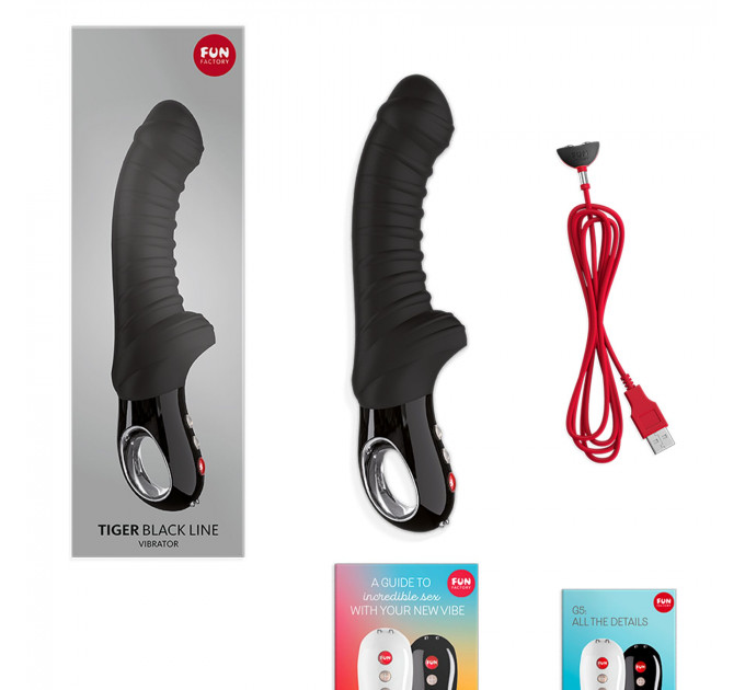 Вібратор для точки G Fun Factory TIGER black, ребристий, підходить для анальної стимуляції