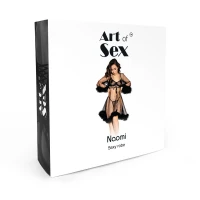 Прозорий халатик з пір'ям Art of Sex Naomi чорний XS-M — Переглянути зображення 3