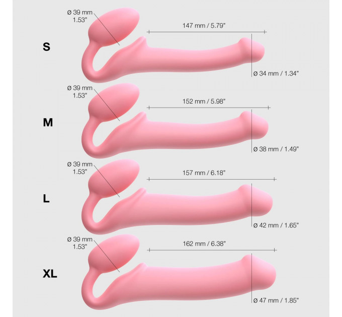 Безремінний страпон Strap-On-Me Rose XL, повністю регульований, діаметр 4,5 см