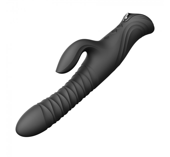 Смарт пульсатор-кролик з вібрацією Zalo Mose 2 Obsidian Black, підігрів до 42 °C, кристал Swarovski