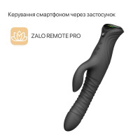 Смарт пульсатор-кролик с вибрацией Zalo Mose 2 Obsidian Black, подогрев до 42 °C, кристалл Swarovski