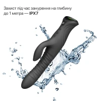 Смарт пульсатор-кролик з вібрацією Zalo Mose 2 Obsidian Black, підігрів до 42 °C, кристал Swarovski — Переглянути зображення 9
