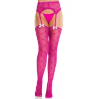 Колготки-панчохи Leg Avenue Heart Garterbelt Stockings One Size Magenta — Переглянути зображення 4