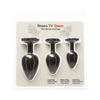 Набор силиконовых анальных пробок BMS Roses Til’ Dawn Silicone Anal Plug Kit Starter Kit Black