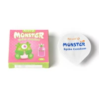 Насадка на член Recare Green Monster Spike Condom (презерватив з рядом кульок і вусиками на кінчику) — Переглянути зображення 4