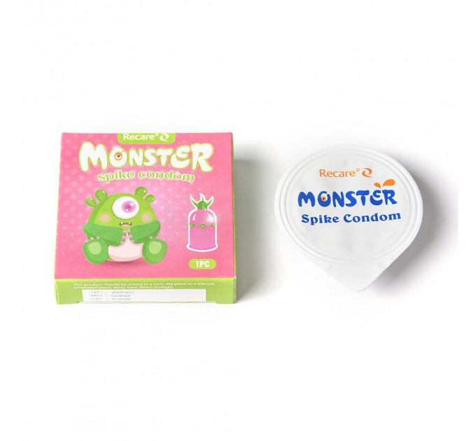 Насадка на член Recare Green Monster Spike Condom (презерватив з рядом кульок і вусиками на кінчику)