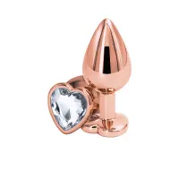 Анальна пробка NS Novelties Rear Assets - Rose Gold Heart - Medium - Clear — Просмотреть изображение 1