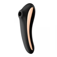 Вакуумний стимулятор з вібрацією Satisfyer Dual Kiss Black — Переглянути зображення 1