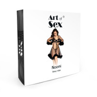 Прозорий халатик з пір'ям Art of Sex Naomi чорний L-2XL