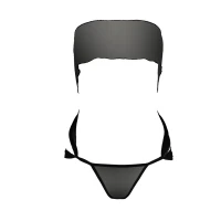 Комплект білизни Passion AMORE SET black, стрінги і ліф у вигляді подарункової стрічки з бантом — Просмотреть изображение 3