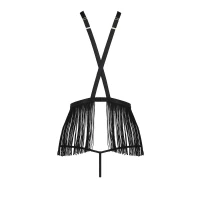 Комплект білизни Passion Exclusive INDRA SET OpenBra S/M, black, стрінги, портупея з бахромою — Переглянути зображення 10