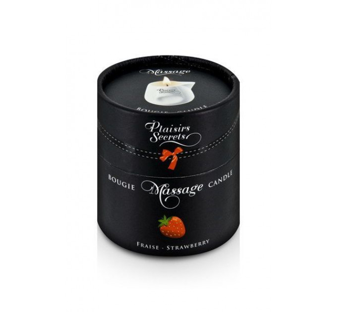 Масажна свічка Plaisirs Secrets Strawberry (80 мл) подарункова упаковка, керамічний посуд