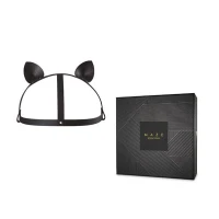 Маска кішечки Bijoux Indiscrets MAZE - Cat Ears Headpiece Black, екошкіра — Переглянути зображення 2