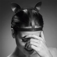 Маска кішечки Bijoux Indiscrets MAZE - Cat Ears Headpiece Black, екошкіра — Переглянути зображення 3