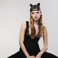 Маска кішечки Bijoux Indiscrets MAZE - Cat Ears Headpiece Black, екошкіра — Переглянути зображення 7