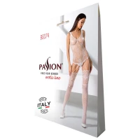 Ажурний бодістокінг з імітацією панчіх Passion BS074 white — Переглянути зображення 4