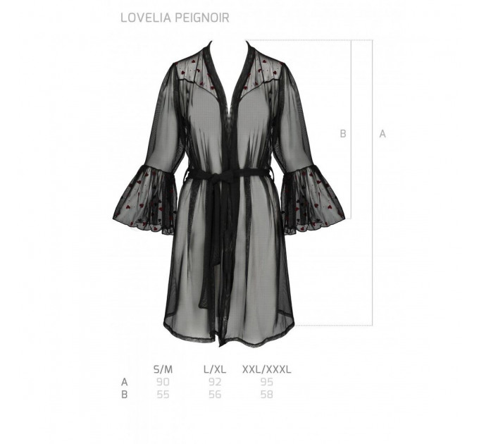 Повітряний пеньюар Passion LOVELIA PEIGNOIR L/XL, black