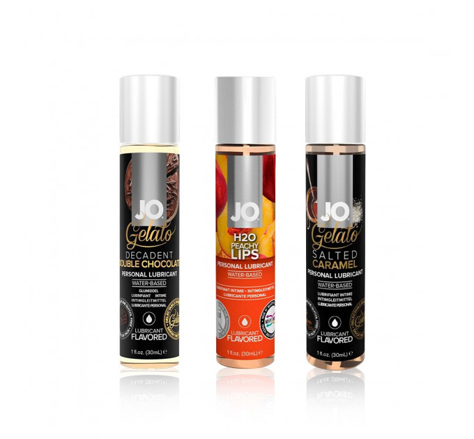 Набір «Персиковий десерт», 3 смакові змазки System JO, віброкуля SugarBoo, кубики System JO