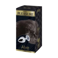 Металева анальна пробка Лисячий хвіст Alive Black And White Fox Tail L, діаметр 3,9 см — Переглянути зображення 4