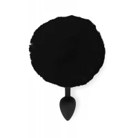 Силіконова анальна пробка М Art of Sex - Silicone Butt plug Rabbit Tail Black, діаметр 3,5 см — Просмотреть изображение 2