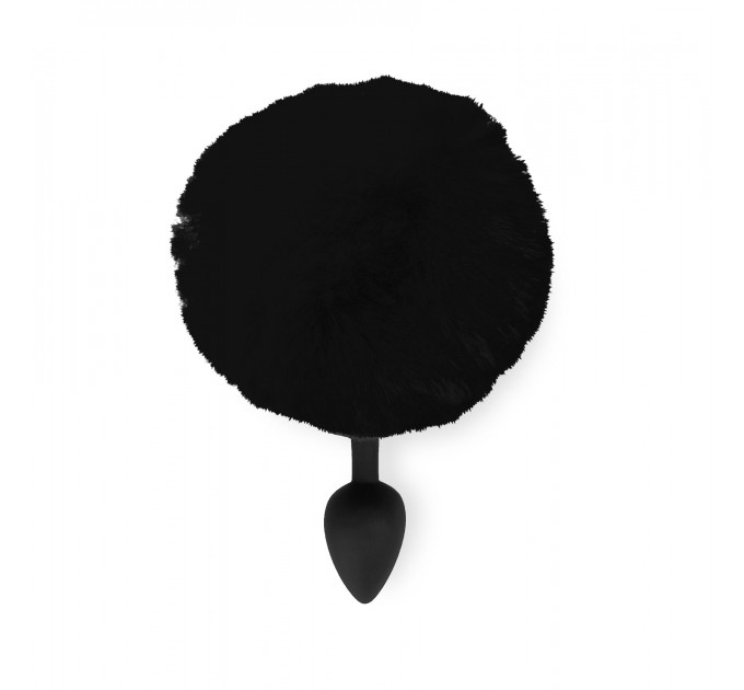 Силіконова анальна пробка М Art of Sex - Silicone Butt plug Rabbit Tail Black, діаметр 3,5 см