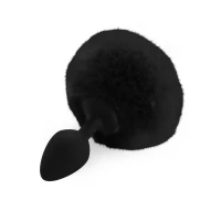 Силіконова анальна пробка М Art of Sex - Silicone Butt plug Rabbit Tail Black, діаметр 3,5 см — Просмотреть изображение 1
