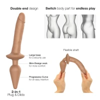 Анальна пробка з дилдо 2в1 Strap-On-Me SWITCH PLUG-IN REALISTIC DILDO Caramel S, діаметр 3,3/2,9 см — Переглянути зображення 2