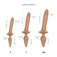 Анальна пробка з дилдо 2в1 Strap-On-Me SWITCH PLUG-IN REALISTIC DILDO Caramel S, діаметр 3,3/2,9 см — Переглянути зображення 4