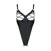 Боди из экокожи Passion CELINE BODY 6XL/7XL black, с доступом, открытый