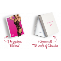 Бодістокінг Obsessive Bodystocking G310 S/M/L, топ, панчохи, підв’язки, круглі вирізи — Переглянути зображення 7