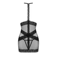 Напівпрозора сорочка з відкритими грудьми Obsessive Lacrisia chemise XS/S, чорна, з чокером — Переглянути зображення 5