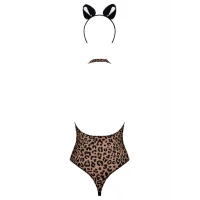 Еротичний костюм леопарда Obsessive Leocatia teddy L/XL, боді, обруч з вушками — Переглянути зображення 6