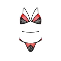 Комплект білизни Passion PEONIA SET S/M red, бра, трусики — Переглянути зображення 3
