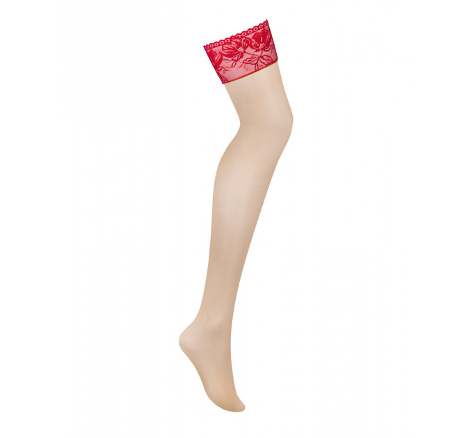Панчохи під пояс із широким мереживом Obsessive Lacelove stockings XS/S