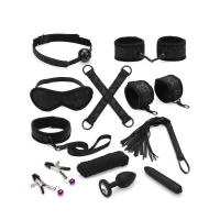 Набір Liebe Seele Black Lace and Neoprene 11pcs Bondage Kit, анальна пробка з кристалом, віброкуля — Переглянути зображення 1