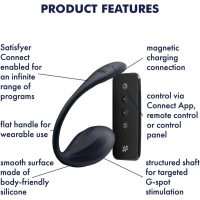 Смарт-віброяйце Satisfyer Ribbed Petal Connect App Black, керування зі смартфона, пульт ДК — Переглянути зображення 6