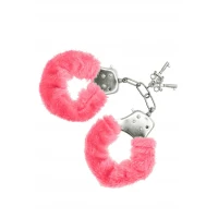 Наручники S Pleasures Furry Cuffs Pink з пухнастим оздобленням, 2 ключі в комплекті — Переглянути зображення 1