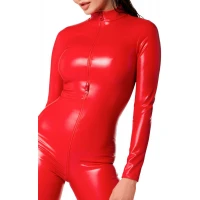 Комбінезон Noir Handmade F353 Red powerwetlook overall - XL — Переглянути зображення 4