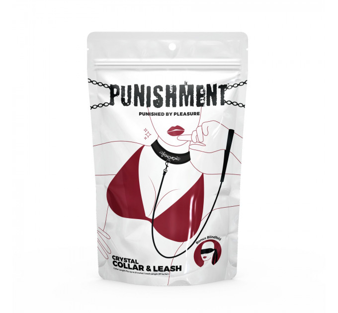 Нашийник із повідцем Punishment - Crystal Collar & Leash - Black