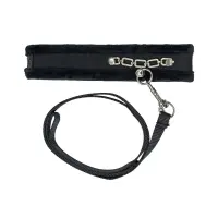 Нашийник із повідцем Punishment – Crystal Collar &amp; Leash – Black, оздоблений кристалами, знімний повідець — Переглянути зображення 1