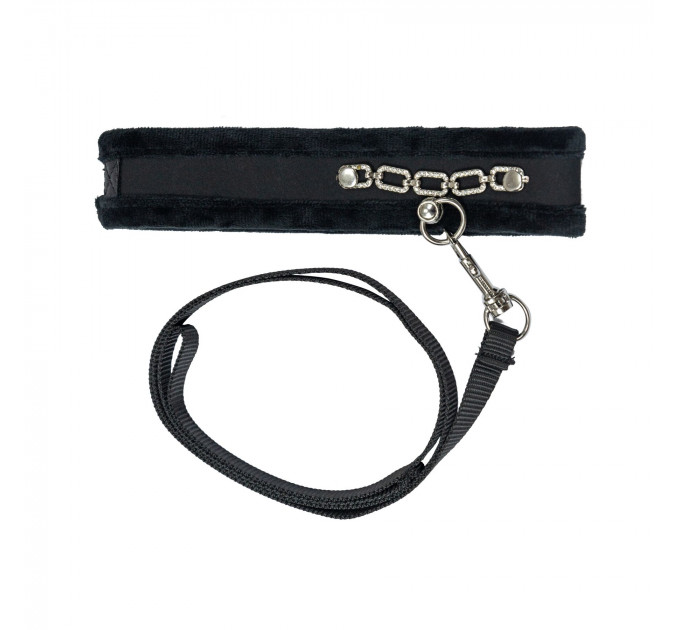 Нашийник із повідцем Punishment - Crystal Collar & Leash - Black