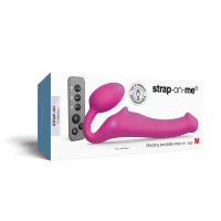 Безремінний страпон з вібрацією Strap-On-Me Vibrating Fuchsia M, діаметр 3,8 см, пульт ДК, регульований — Переглянути зображення 6