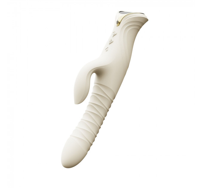 Смарт пульсатор-кролик з вібрацією Zalo Mose 2 Ivory White, підігрів до 42 °C, кристал Swarovski