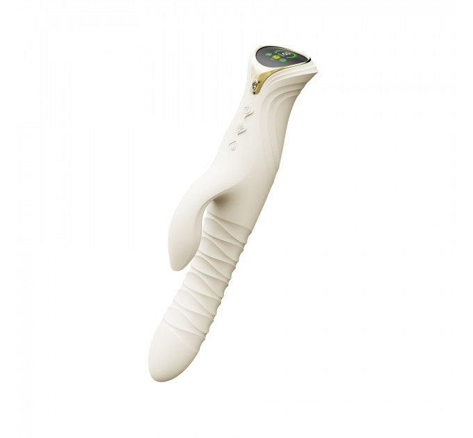 Смарт пульсатор-кролик з вібрацією Zalo Mose 2 Ivory White, підігрів до 42 °C, кристал Swarovski